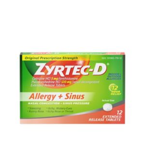 Zyrtec D 12 Hour Allergy Medicine & Nasal Decongestant Tablets