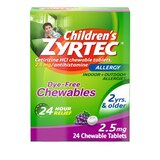 Zyrtec Children's 24HR Dye-Free Allergy Relief Chewable Tablets, 2.5mg Cetirizine HCl, Grape, 24 CT, thumbnail image 5 of 9
