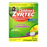 Zyrtec Children's 24HR Dye-Free Allergy Relief Chewable Tablets, 10mg Cetirizine HCl, Grape, 24 CT, thumbnail image 1 of 14