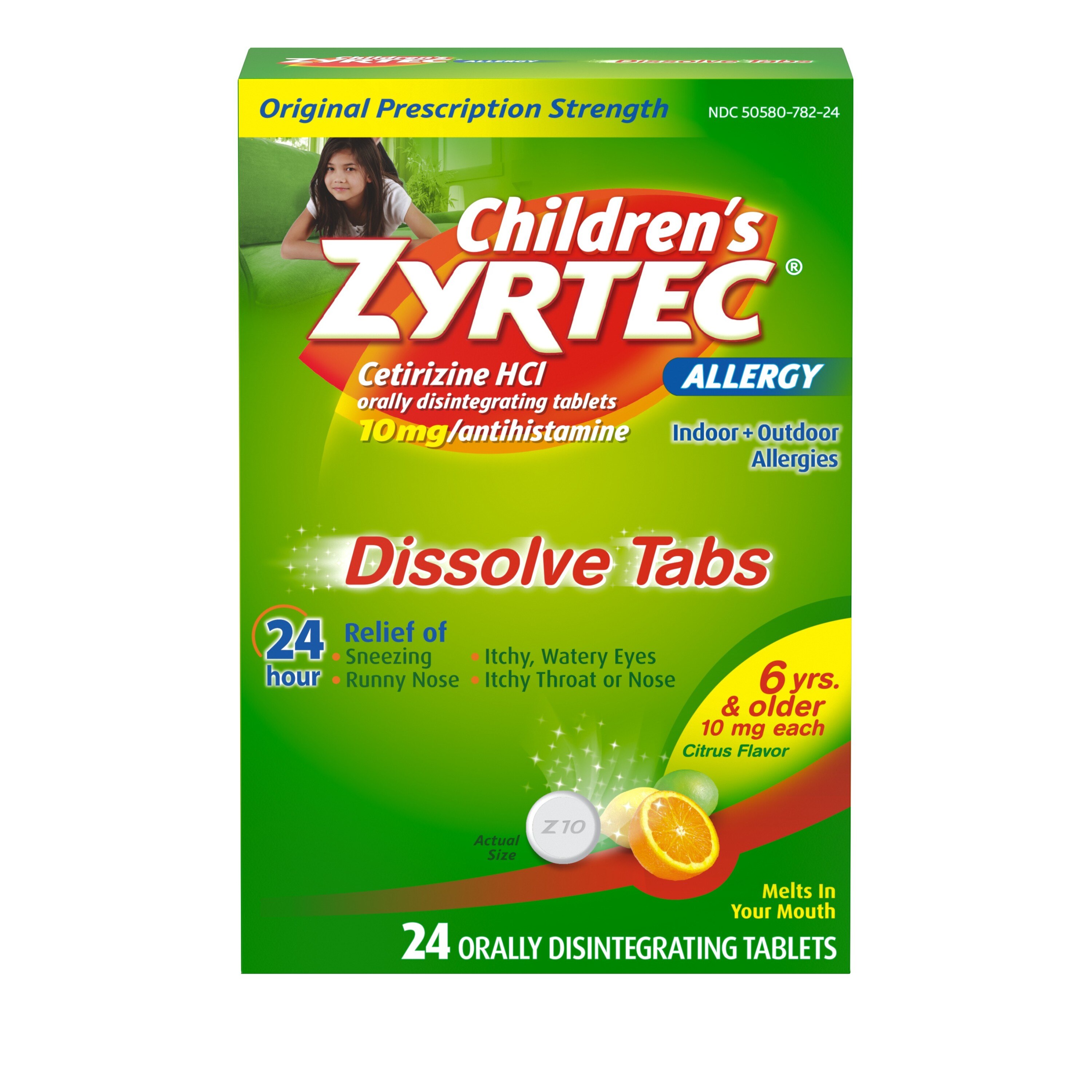 Zyrtec Children's 24HR Allergy Relief Dissovable Tabs, Citrus, 24 Ct , CVS