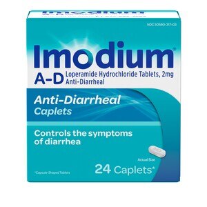 Imodium A-D - Tabletas para la diarrea de clorhidrato de loperamida, 24 u.