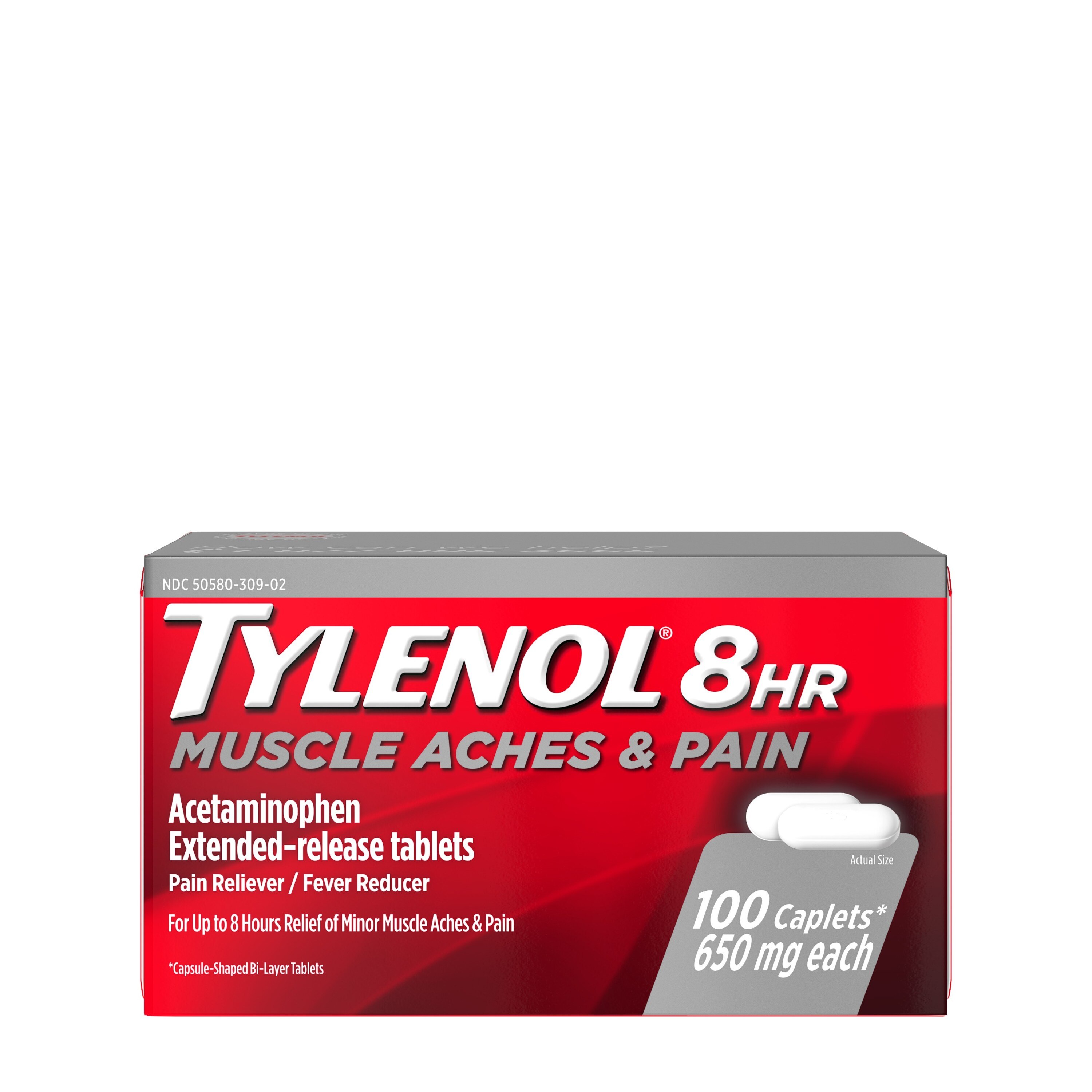 Tylenol 8 Hour Muscle Aches & Pain Acetaminophen Tablets, 100 Ct , CVS