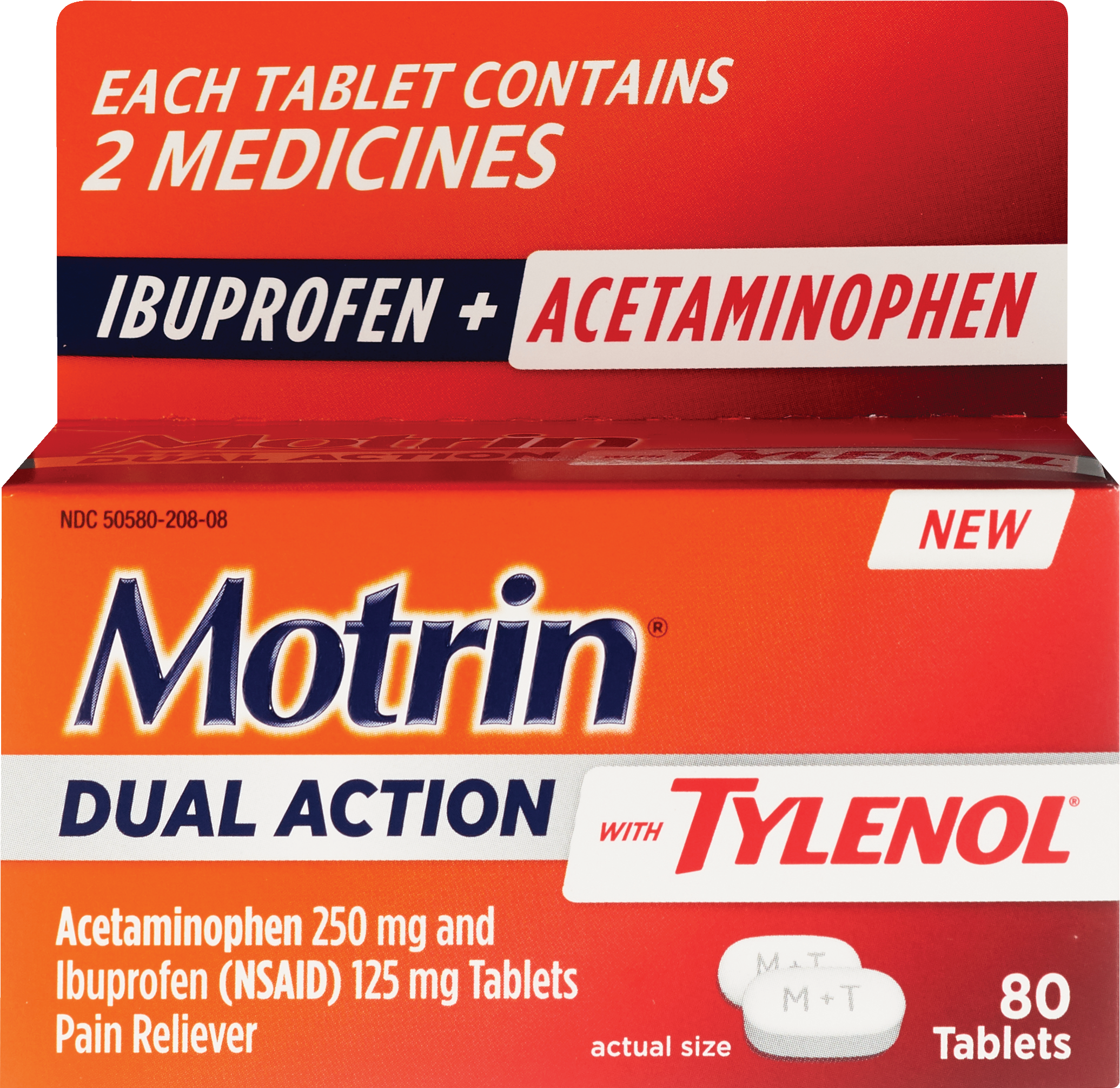 Motrin Dual Action With Tylenol, Ibuprofen & Acetaminophen, 80 Ct , CVS