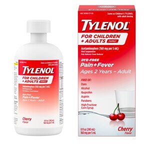 Tylenol Dye-Free Child & Adult Oral Suspension, Cherry, 8 FL Oz - 8 Oz , CVS