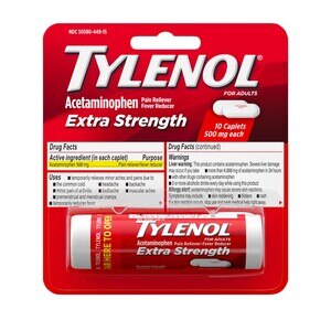 Tylenol Extra Strength Caplets With 500 Mg Acetaminophen, 10 Ct , CVS