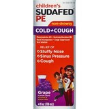 Children's Sudafed PE Cold+Cough Grape Flavor Liquid, 4 Fl. Oz, thumbnail image 1 of 8