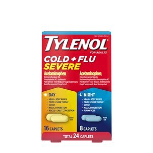 Tylenol Cold + Flu Severe Day & Night - Cápsulas para el alivio de síntomas fuertes del resfriado y la gripe, paquete combinado para día y noche, 24 u.