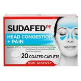 Sudafed PE Non-Drowsy Head Congestion + Pain Relief Caplets, 20 CT, thumbnail image 1 of 8