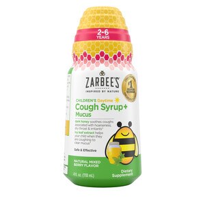 Zarbee's Kids Cough + Mucus Daytime with Honey, Ivy Leaf, Zinc & Elderberry, Mixed Berry, 4 fl oz