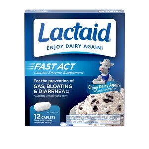 Lactaid Fast Act Lactose Intolerance Caplets, 12 Travel Packs of 1- CT.