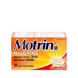 Motrin IB Migraine Relief 200 MG Ibuprofen Liquid Gel Caps, thumbnail image 1 of 15