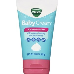 Vicks BabyCream, with Soothing Aloe, Eucalyptus, Lavender, and Rosemary, from the Makers of VapoRub, 3oz Tube