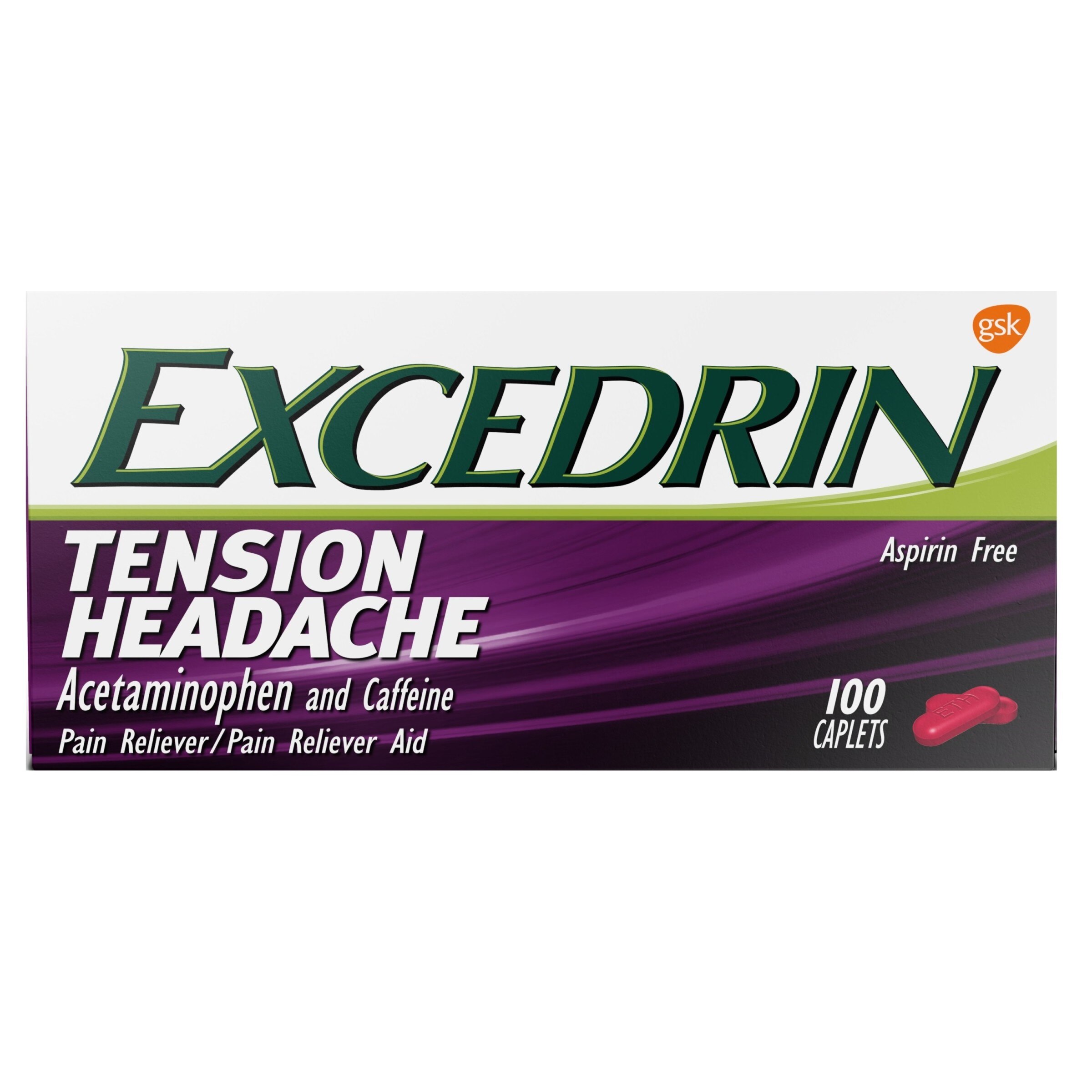 Excedrin Tension Headache Relief Caplets without Aspirin, 100 CT