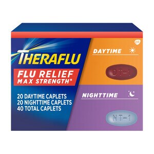 Theraflu Flu Relief Max Strength - Paquete de medicina para la gripe para el día y para la noche en cápsulas, 40 u.