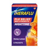 Theraflu Max Strength Nighttime Flu Relief Packets, Honey Lemon, 6 CT, thumbnail image 1 of 3
