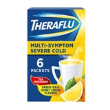 Theraflu Multi-Symptom Severe Cold Hot Liquid Powder Tea Infusions Green Tea and Honey Lemon Flavors 6 Count Box, thumbnail image 1 of 4