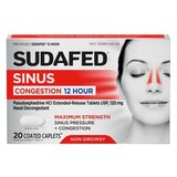 Sudafed Maximum Strength 12HR Non-Drowsy Sinus Congestion, 20 CT, thumbnail image 1 of 5
