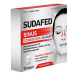 Sudafed 24 Hour Maximum Strength Sinus Decongestant Tablets, 10 CT, thumbnail image 3 of 5