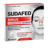 Sudafed 24 Hour Maximum Strength Sinus Decongestant Tablets, 10 CT, thumbnail image 5 of 5