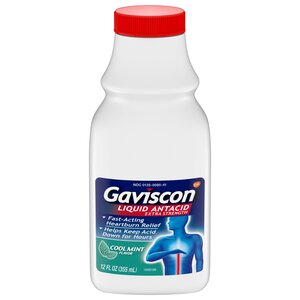 Gaviscon Extra Strength Cool Mint Liquid Antacid for Fast-Acting Heartburn Relief, 12 OZ