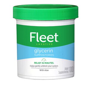 Fleet Laxative Glycerin Suppositories for Adult Constipation, 100 CT