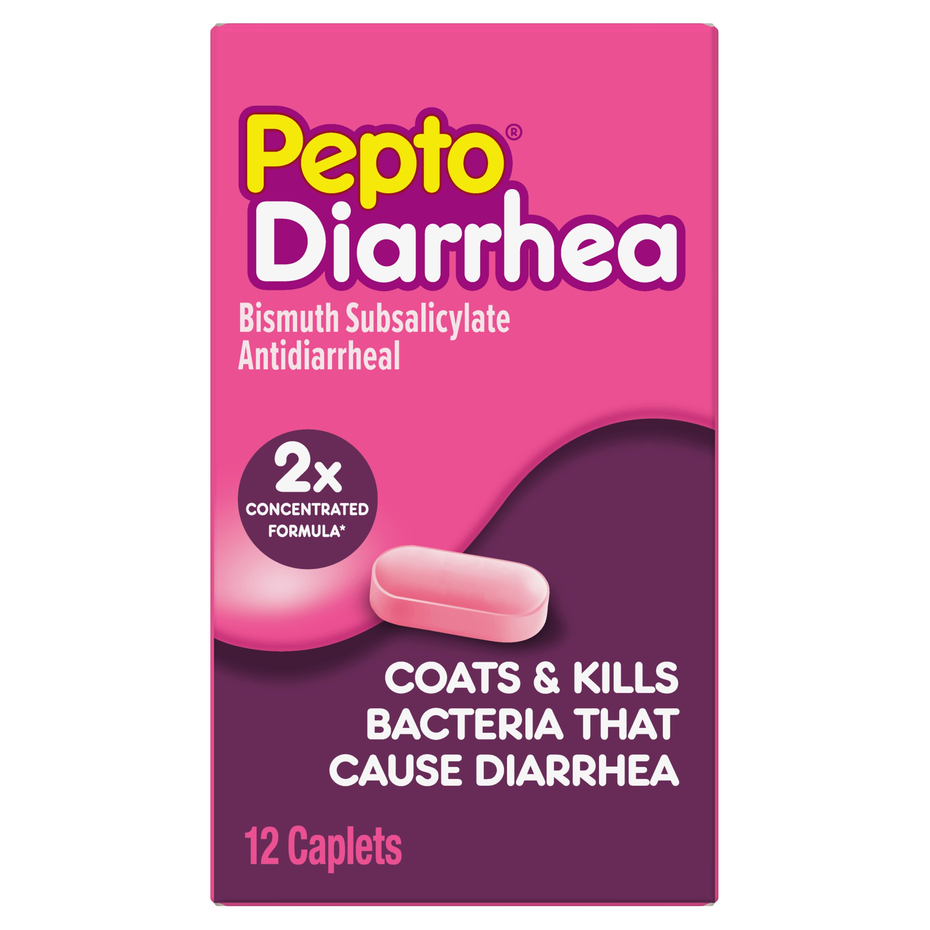 Pepto Bismol Diarrhea CAPLETS, Anti Diarrhea Medicine for Fast and Effective Diarrhea Relief, 12ct Anti Diarrheal Pills