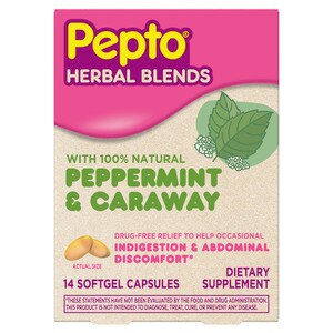 Pepto Herbal Blends, Natural Peppermint & Caraway, Indigestion and Abdominal Relief, 14 CT