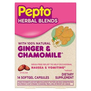 Pepto Herbal Blends, Natural Ginger & Chamomile, Nausea & Vomiting Releif, 14 CT