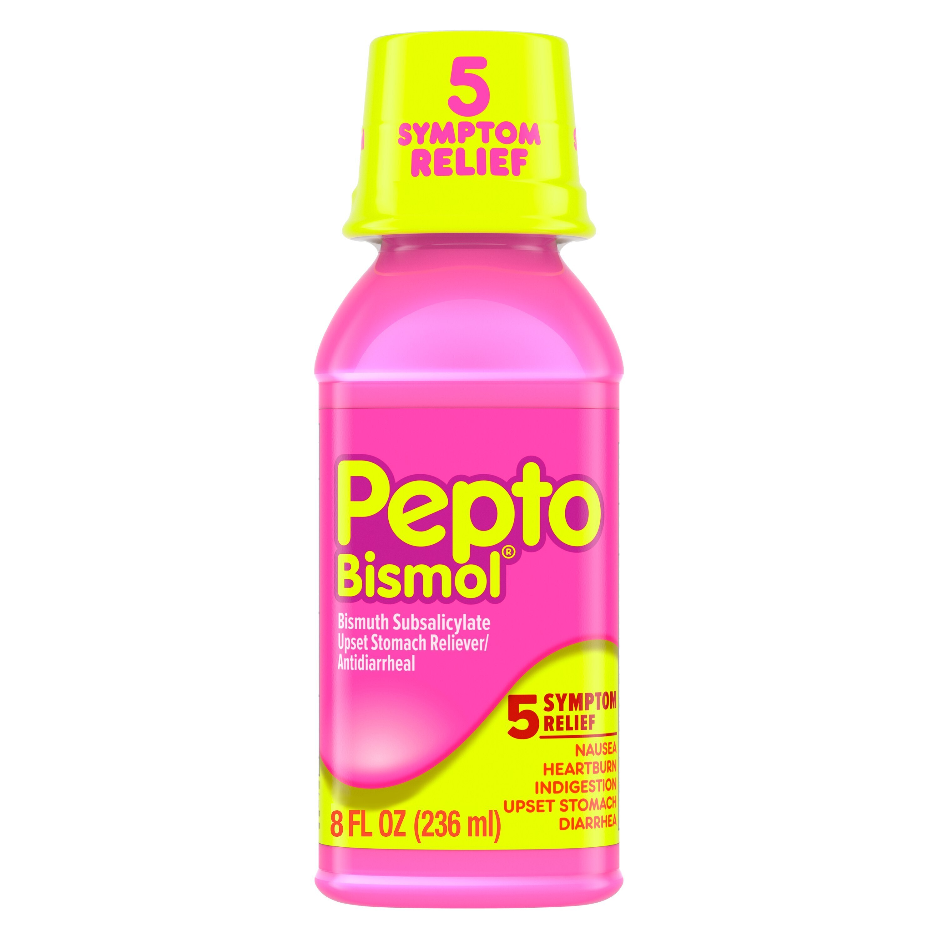 Pepto Bismol 5 Symptoms Digestive Relief Liquid, Original, 8 Oz , CVS