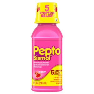 Pepto Bismol 5 Symptoms Digestive Relief Liquid, Cherry, 8 Oz , CVS