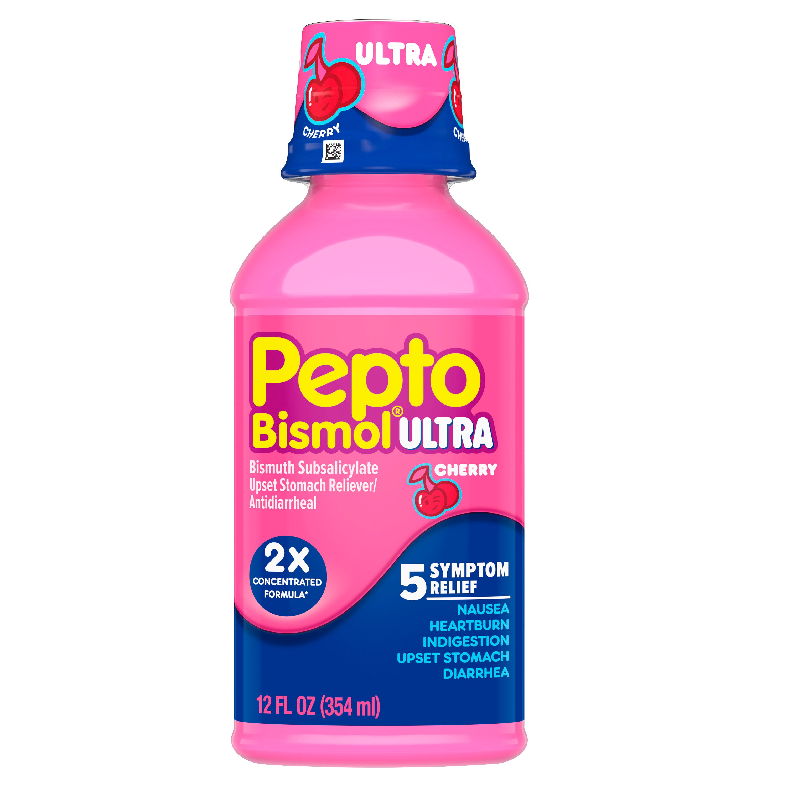 Pepto Bismol Liquid Ultra for Nausea, Heartburn, Indigestion, Upset Stomach, and Diarrhea Relief, Cherry Flavor, 12 OZ