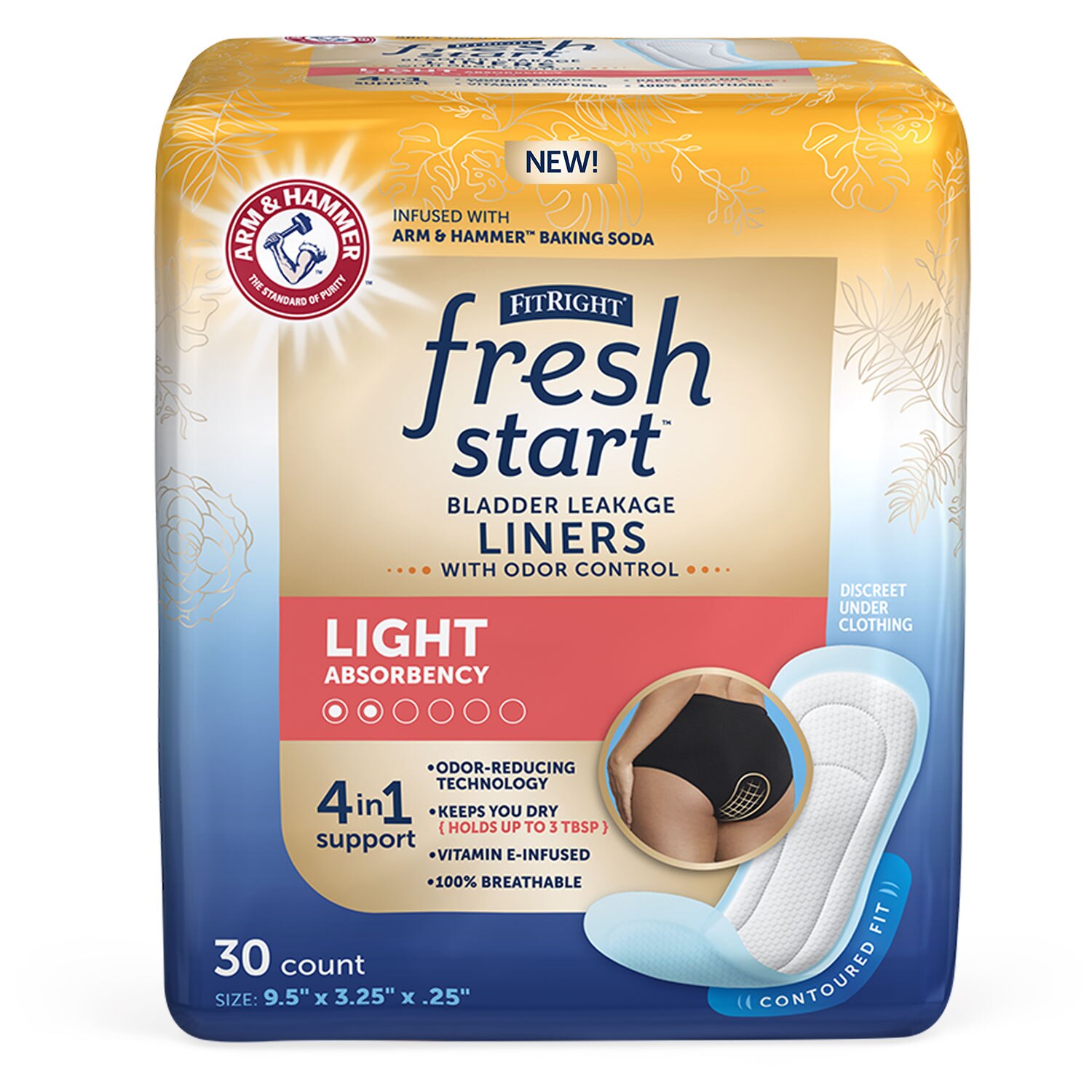Medline Industries FitRight Fresh Start Urinary Incontinence Liners, Light Absorbency, 120 Ct, (30 Ct, Pack Of 4) , CVS