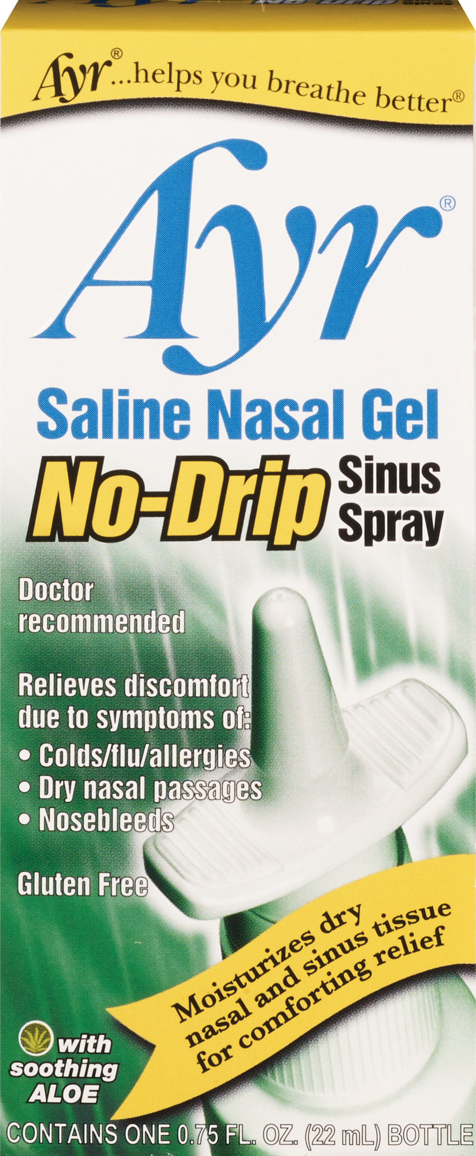 Ayr Saline NAsal Gel No-Drip Nasal Spray With Aloe, 0.75 Oz , CVS