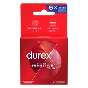 Durex Extra Sensitive Ultra Thin Lubricated Latex Condoms, 3 Ct , CVS