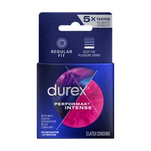 Durex Performax Intense Lubricated Ribbed Dotted Premium Condoms, 3 Count - 3 Ct , CVS