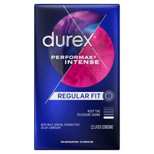  Durex Performax Intense Lubricated Ribbed Dotted Premium Condoms, 12CT 