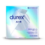 Durex Air Condoms, Extra Thin, Transparent Natural Rubber Latex Condoms, thumbnail image 1 of 9