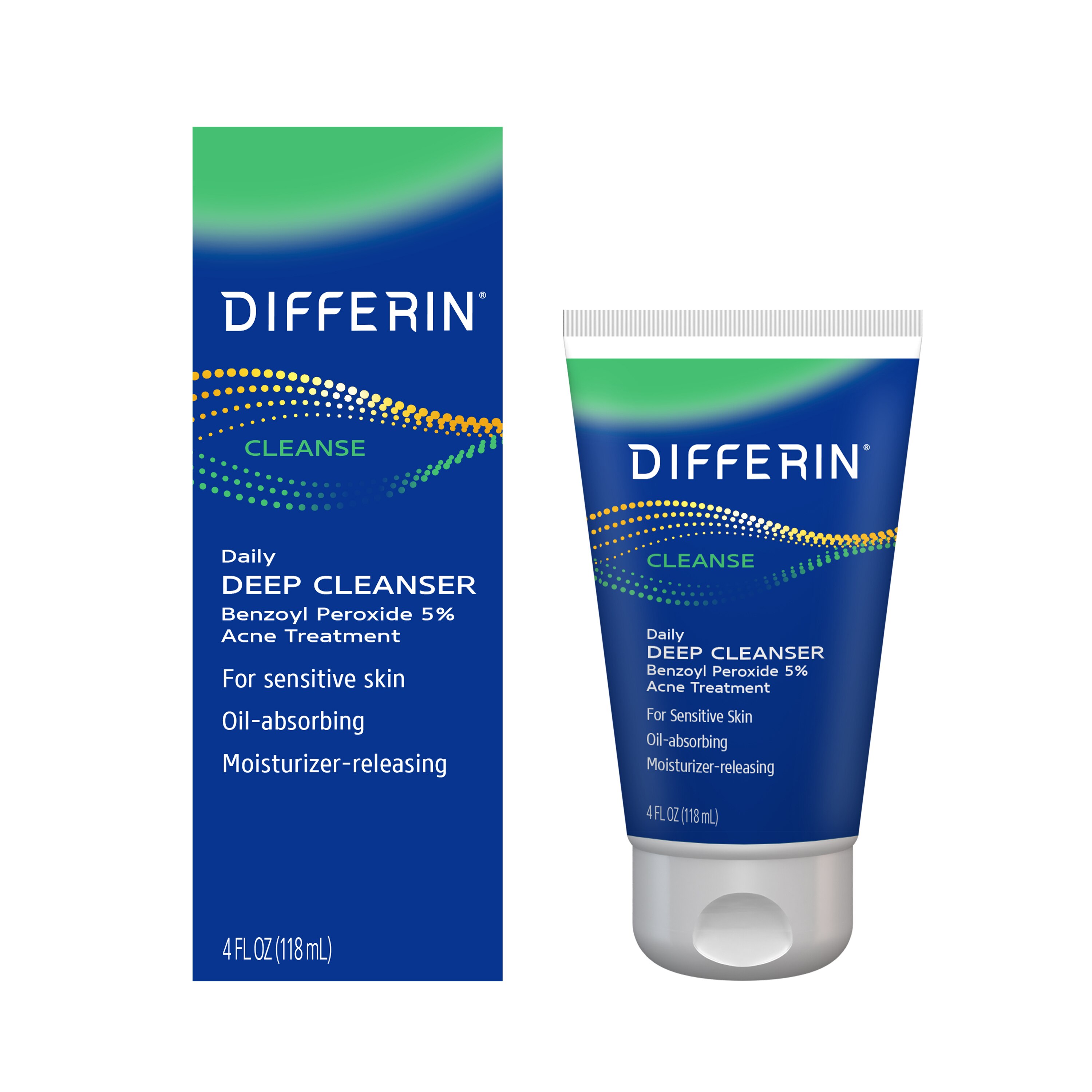Differin Daily Deep Cleanser With Benzoyl Peroxide, 4 Oz , CVS