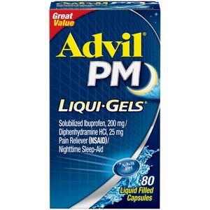 Advil PM Liqui-Gels Pain Reliever/ Nighttime Sleep-Aid Capsules, 40 Ct - 80 Ct , CVS