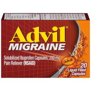 Advil - Analgésico para la migraña, ibuprofeno solubilizado de 200 mg, 20 u., cápsulas rellenas de líquido, gran alivio de la migraña