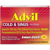 Advil Cold and Sinus Relief Liqui-Gels Liquid-Filled Capsules, Pain Reliever & Fever Reducer, 32 CT, thumbnail image 1 of 3