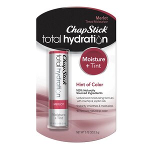 ChapStick Total Hydration Moisture + Tint Tinted Lip Balm Tube, Merlot, 0.12 OZ
