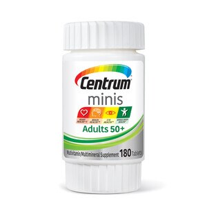 Centrum Minis - Suplemento vitamínico para adultos mayores de 50, para reforzar la salud de todo el cuerpo, 180 u.