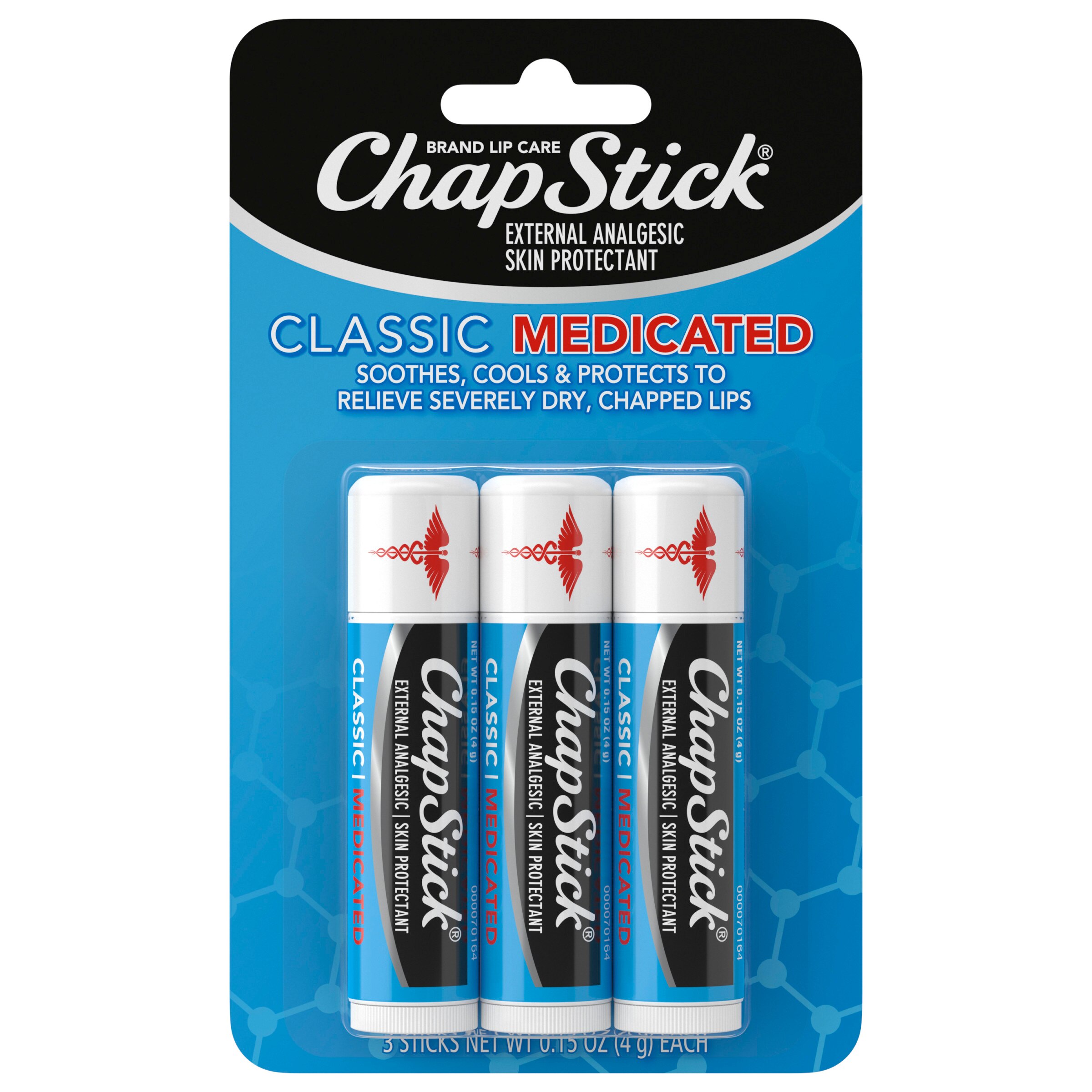 ChapStick Classic Medicated Lip Balm Tubes, 0.15 OZ, 3 ct | CVS