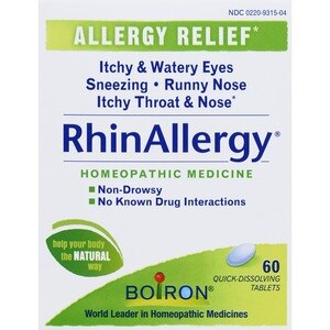 Boiron RhinAllergy Tablets, Homeopathic Medicine for Allergy Relief, 60 CT