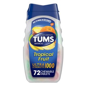 TUMS Antacid Chewable Tablets, Ultra Strength For Heartburn Relief, Assorted Tropical Fruit, 72 Ct , CVS