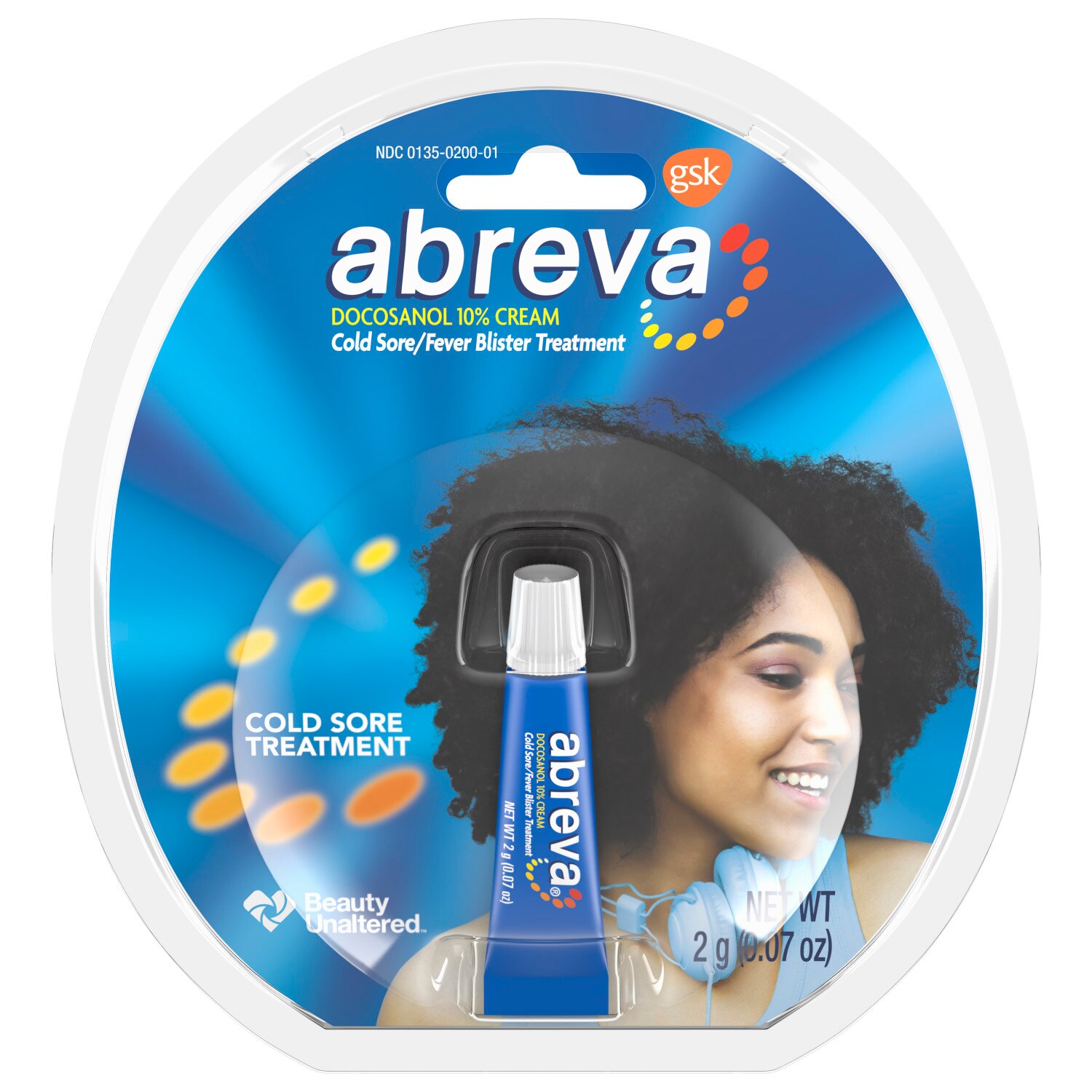 Abreva Docosanol 10% Cream Tube, FDA Approved Treatment for Cold Sore/Fever Blister, 2 grams