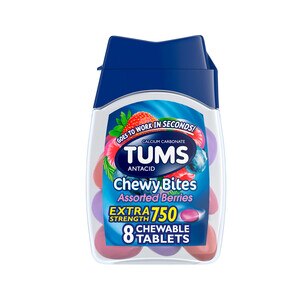 TUMS Antacid Chewy Bites Chewable Tablets, Assorted Berries, 8 Ct , CVS