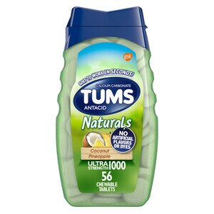 TUMS Naturals Ultra Strength Antacid Chewable Tablets, Coconut Pineapple, 56 ct