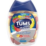TUMS Chewy Bites Chewable Antacid Tablets with Gas Relief, Lemon & Strawberry, 54 CT, thumbnail image 1 of 6